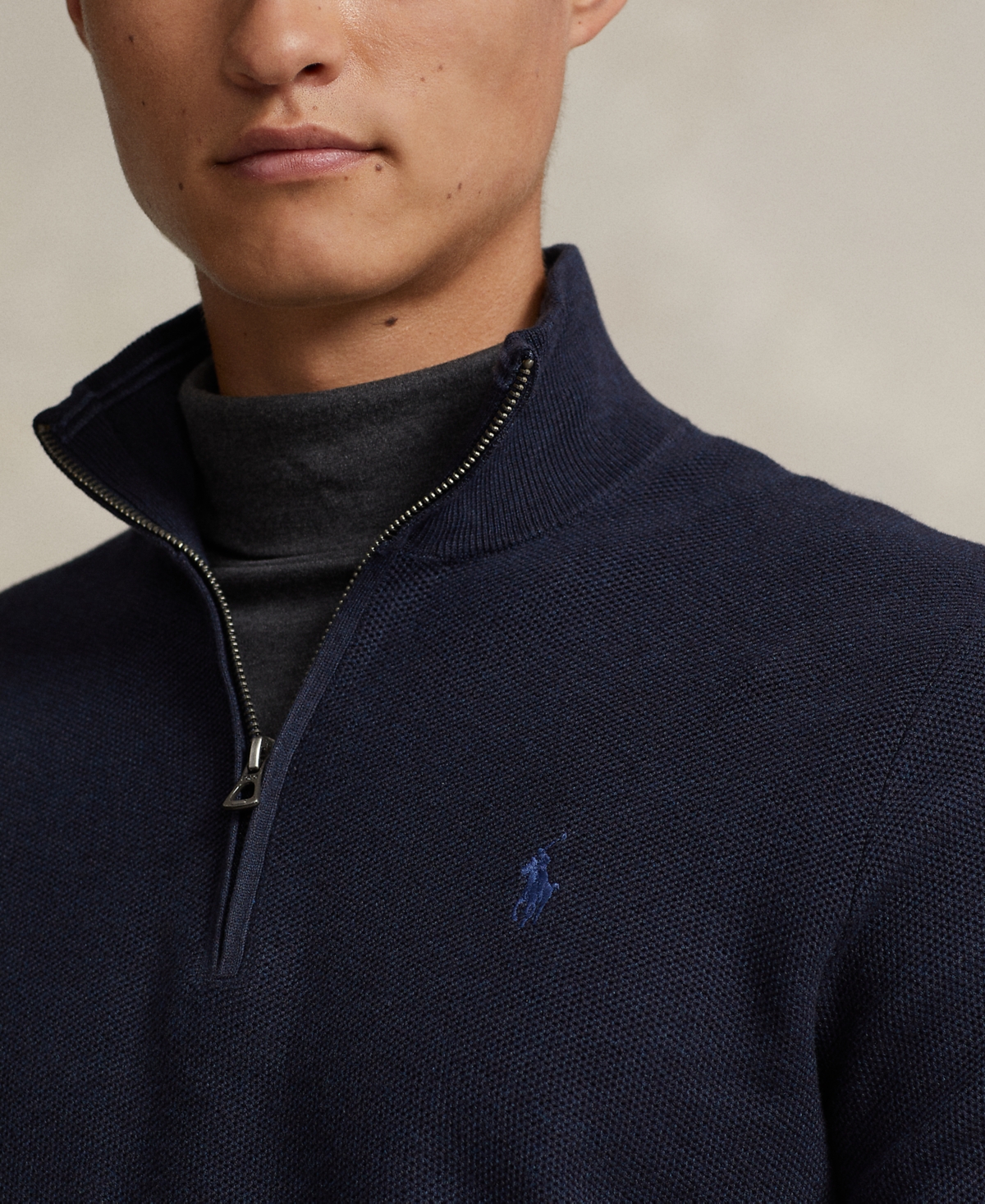 Polo Ralph Lauren Men's Mesh-Knit Cotton Quarter-Zip Sweater