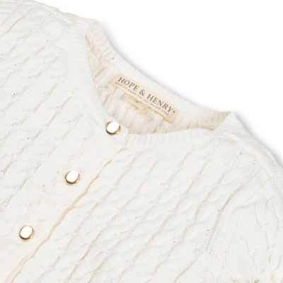 Girls Long Sleeve Classic Cable Cardigan Sweater