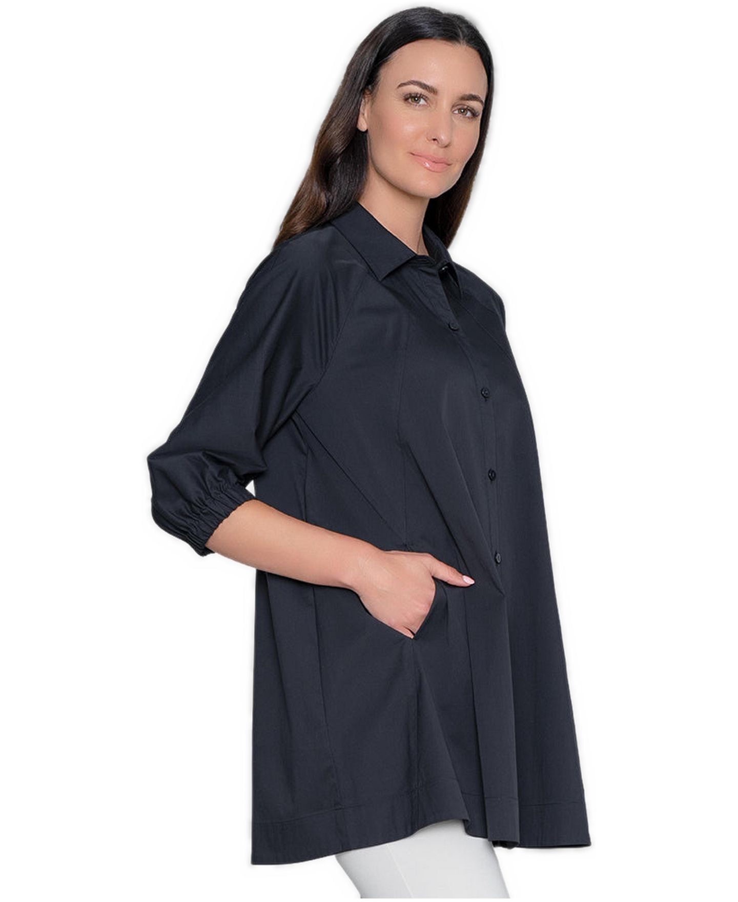 Женский топ Stella Carakasi Compliment Tunic Top in Cotton Poplin, цвет: Чёрный — фото 3