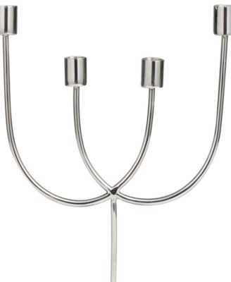 The Novogratz Silver Stainless Steel Metal Overlapping U-Shaped Candelabra with Round Elevated Base, 11" x 3" x 13"