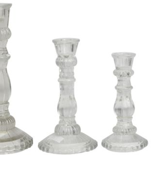 The Novogratz Clear Glass Candle Holder, Set of 3