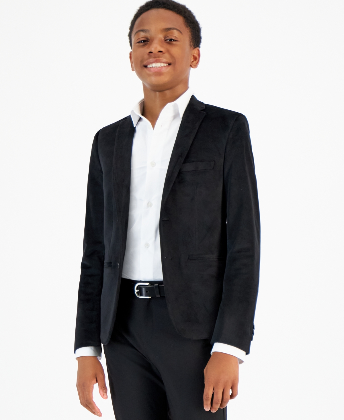 Michael Kors Kids' Big Boys Silver Slim Fit Stretch Suit Jacket In Black