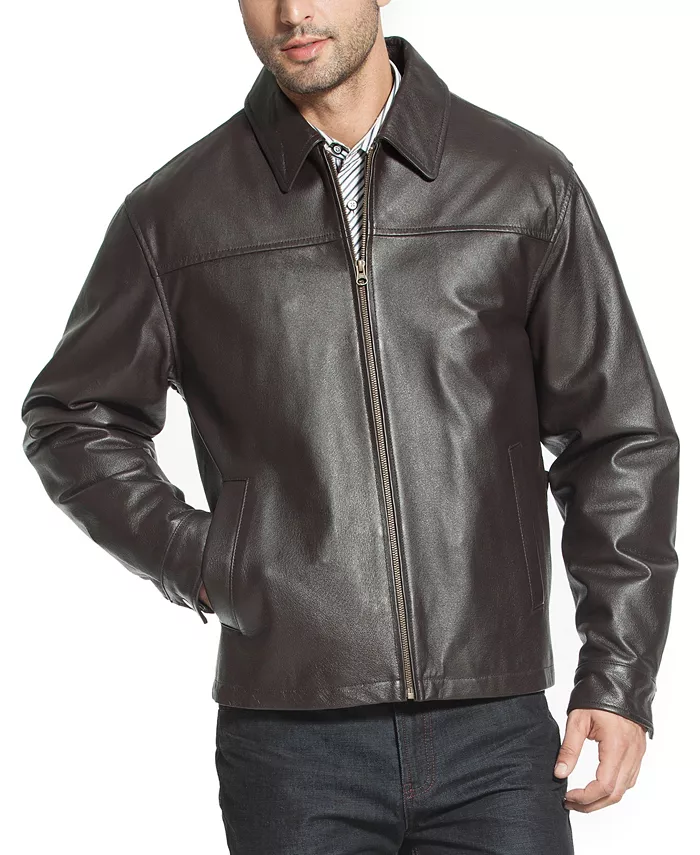 Men's Men Greg Open Bottom Zip Front Leather Jacket