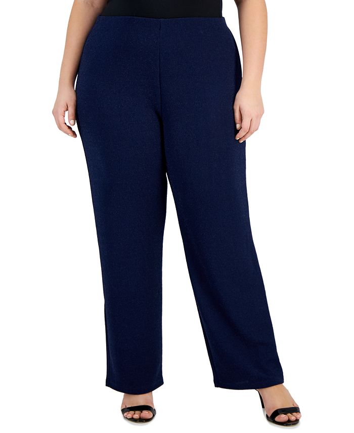 JM Collection Plus Size New Shine Knit Dressing Pants, Created for Macy ...