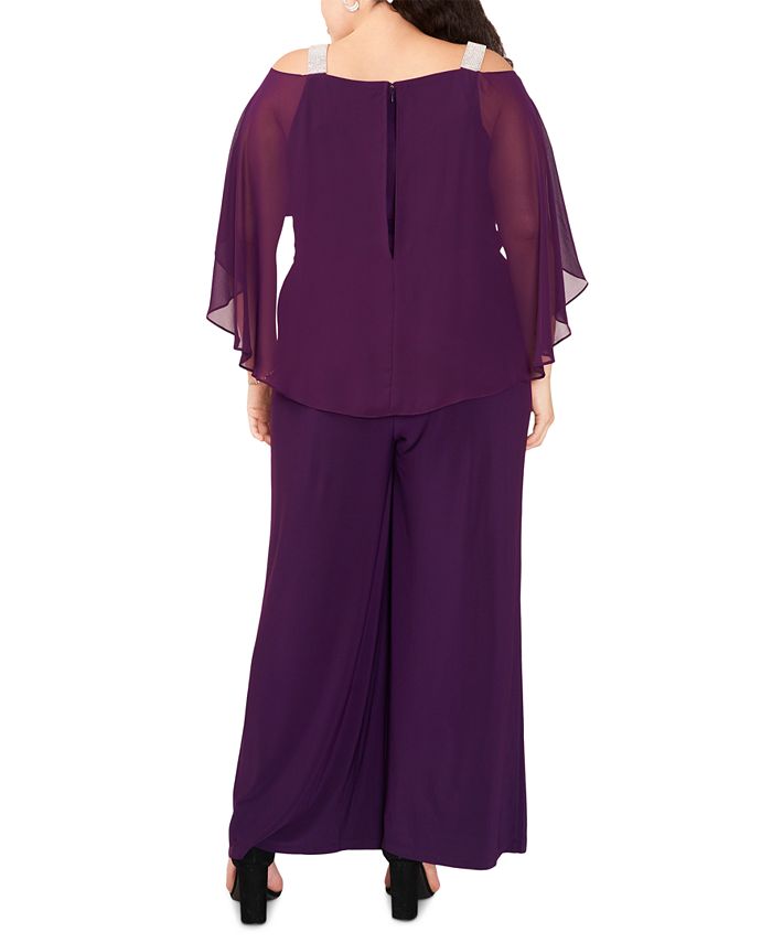 MSK Plus Size Side Draped Cape Overlay Jumpsuit Macy s