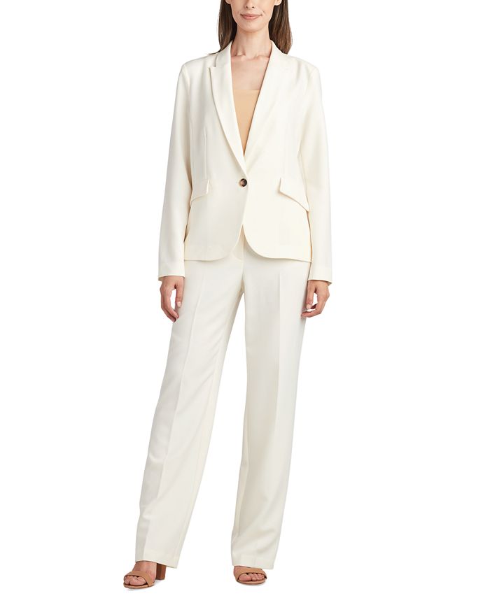 Juniors Solid Single Button Peak Lapel Blazer