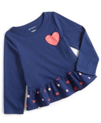First Impressions - Baby Girls Heart Pocket Long Sleeve Shirt