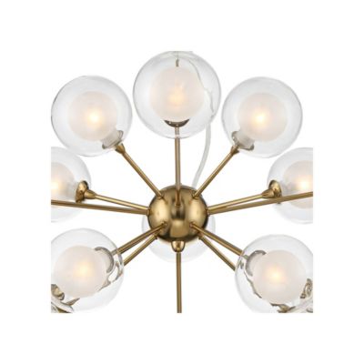 Spheres Antique Brass Chandelier 30" Wide Mid Century Modern Sputnik Glass Shade 15-Light Fixture for Dining Room Kitchen Island