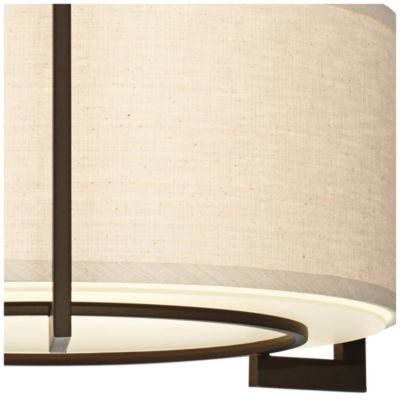 Stinson Modern Ceiling Light Semi Flush Mount Fixture 17 1/4" Wide Bronze 3-Light Linen Drum Shade for Bedroom Kitchen Living Room