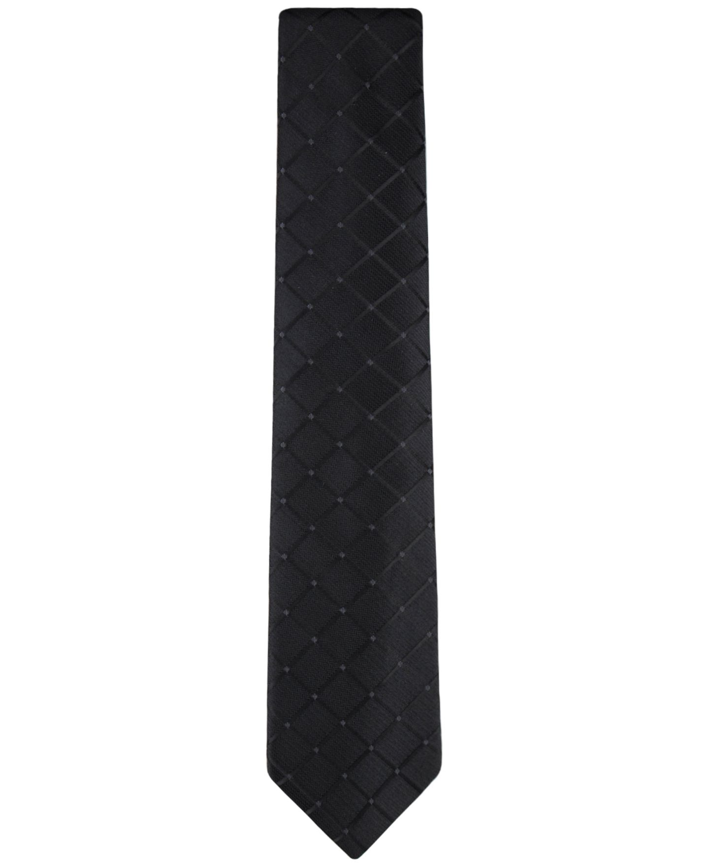 Мужские галстуки Calvin Klein Herringbone Grid Tie, цвет: Чёрный — фото 2