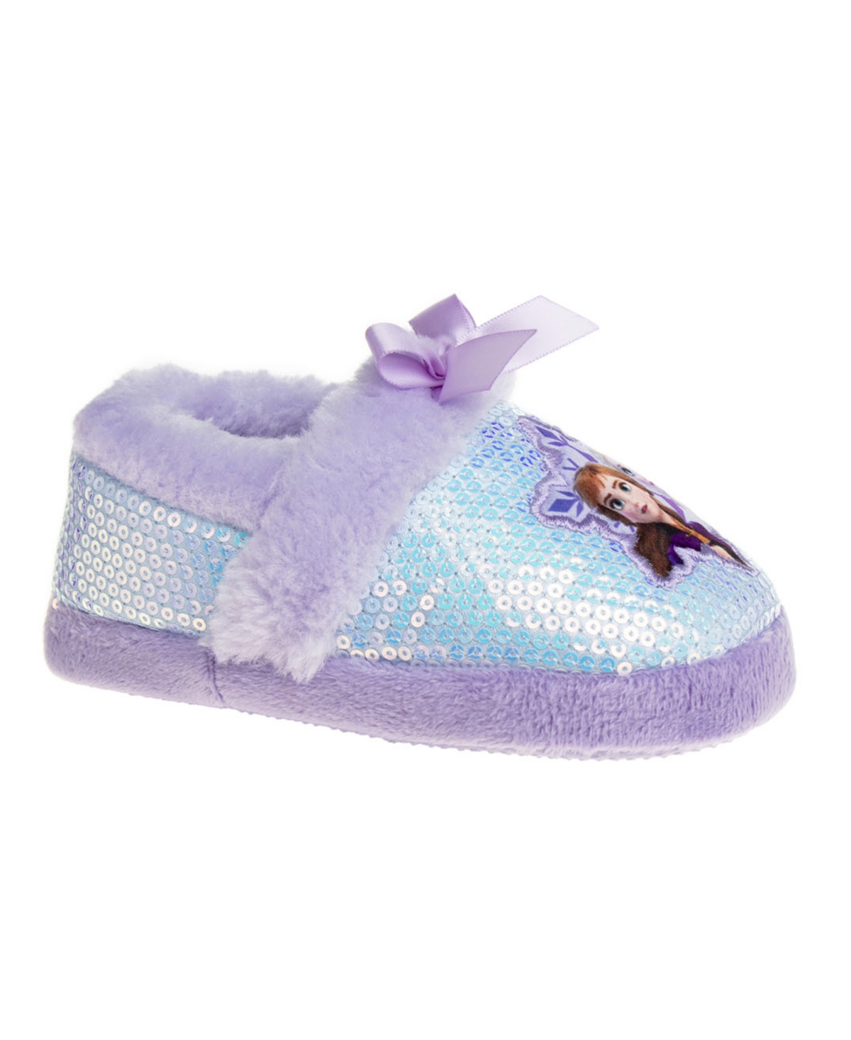 Disney Kids' Toddler Girls Anna And Elsa Dual Sizes House Slippers In Purple