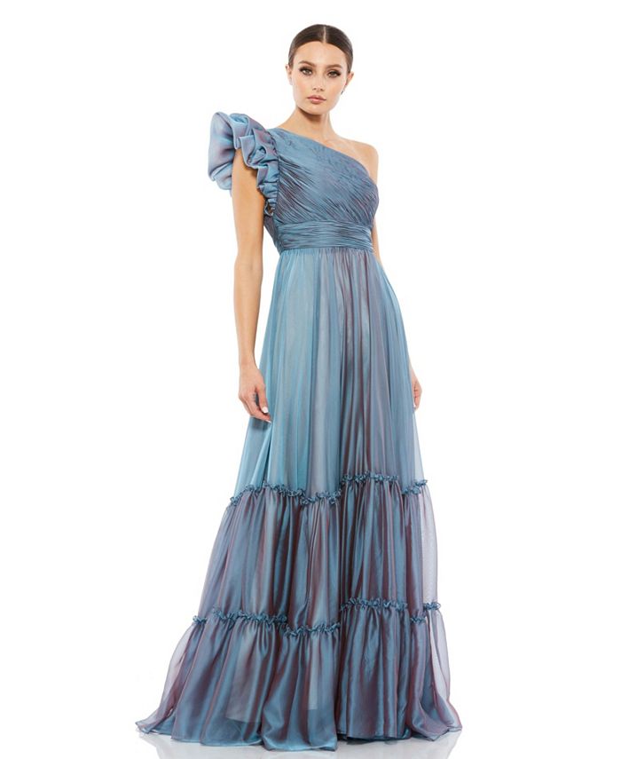 Vince camuto one on sale shoulder ruffle gown
