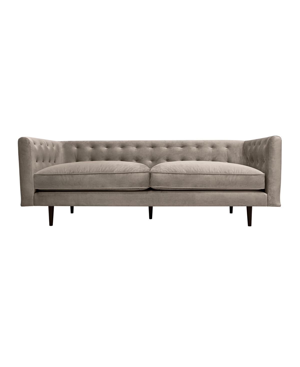 Shop Armen Living Annabelle 80" Velvet With Wood Legs Sofa In Fossil Gray,black