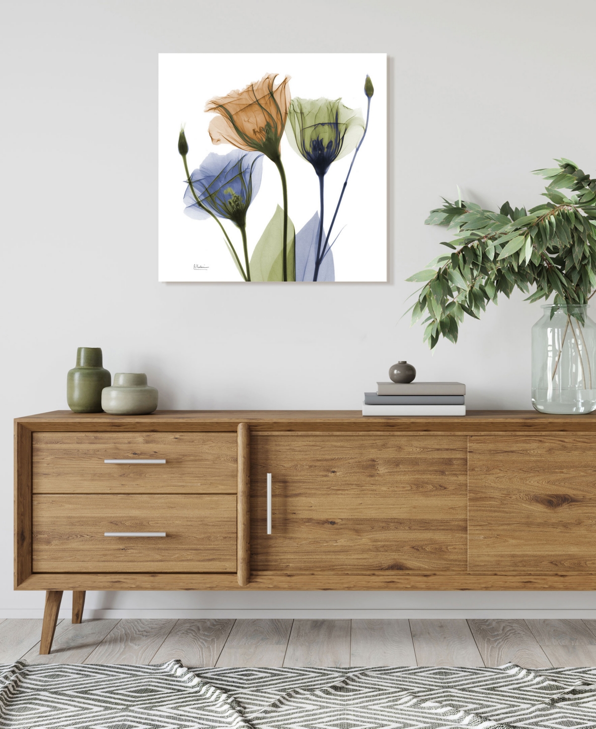 EMPIRE ART DIRECT "GENTIAN BUDDIES" FRAMELESS FREE FLOATING TEMPERED GLASS PANEL GRAPHIC WALL ART, 24" X 24" X 0.2" 
