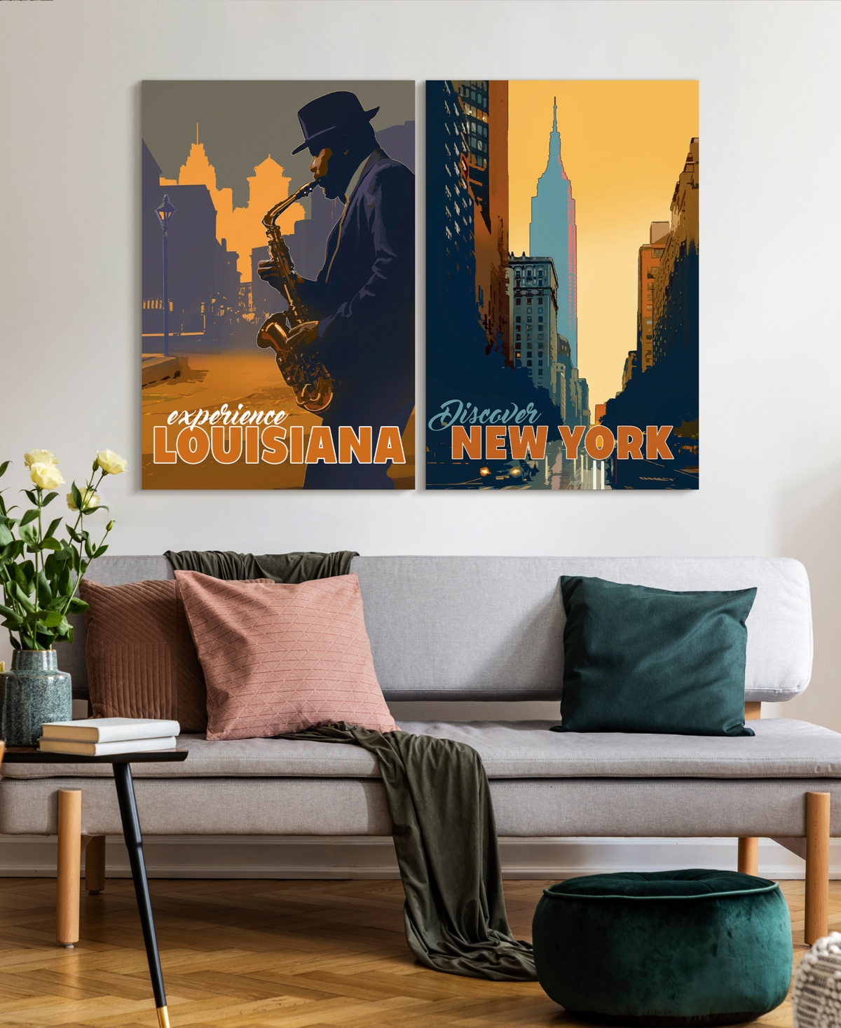 Shop Empire Art Direct "down In The Bayou New York Minute" Frameless Free Floating Tempered Glass Panel Graphic Wall Art Se In Multi-color