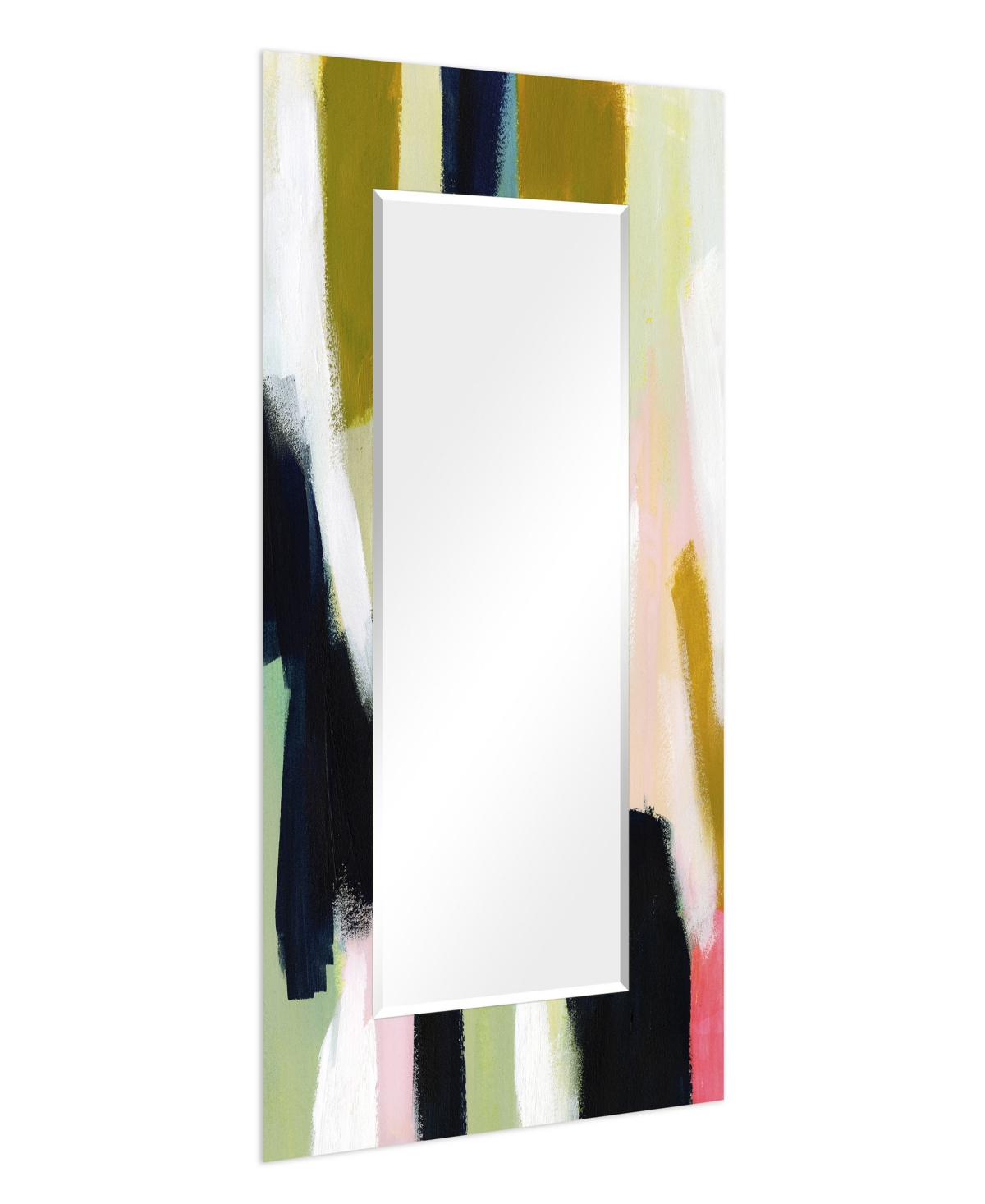 EMPIRE ART DIRECT "SUNDER II" RECTANGULAR BEVELED MIRROR ON FREE FLOATING PRINTED TEMPERED ART GLASS, 72" X 36" X 0.4" 