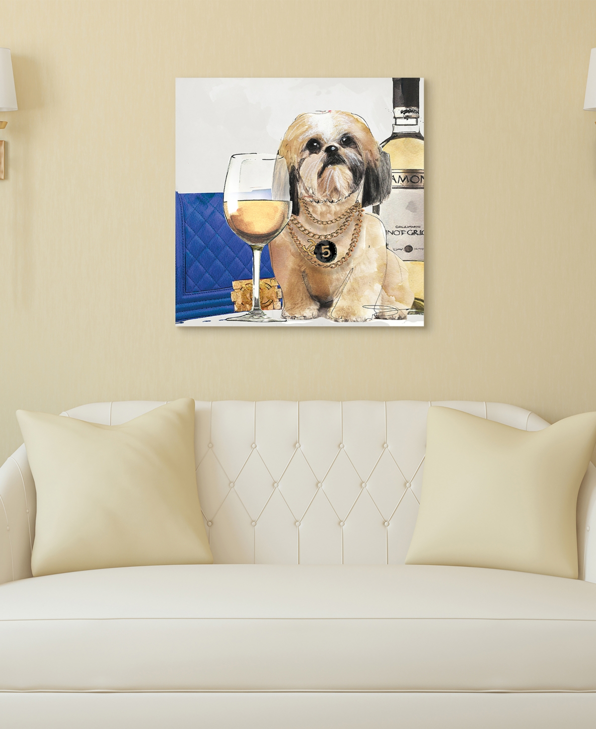 Shop Empire Art Direct "lhasa Apso" Unframed Free Floating Tempered Glass Panel Graphic Dog Wall Art Print 20 In. X 20 In., In Multi-color