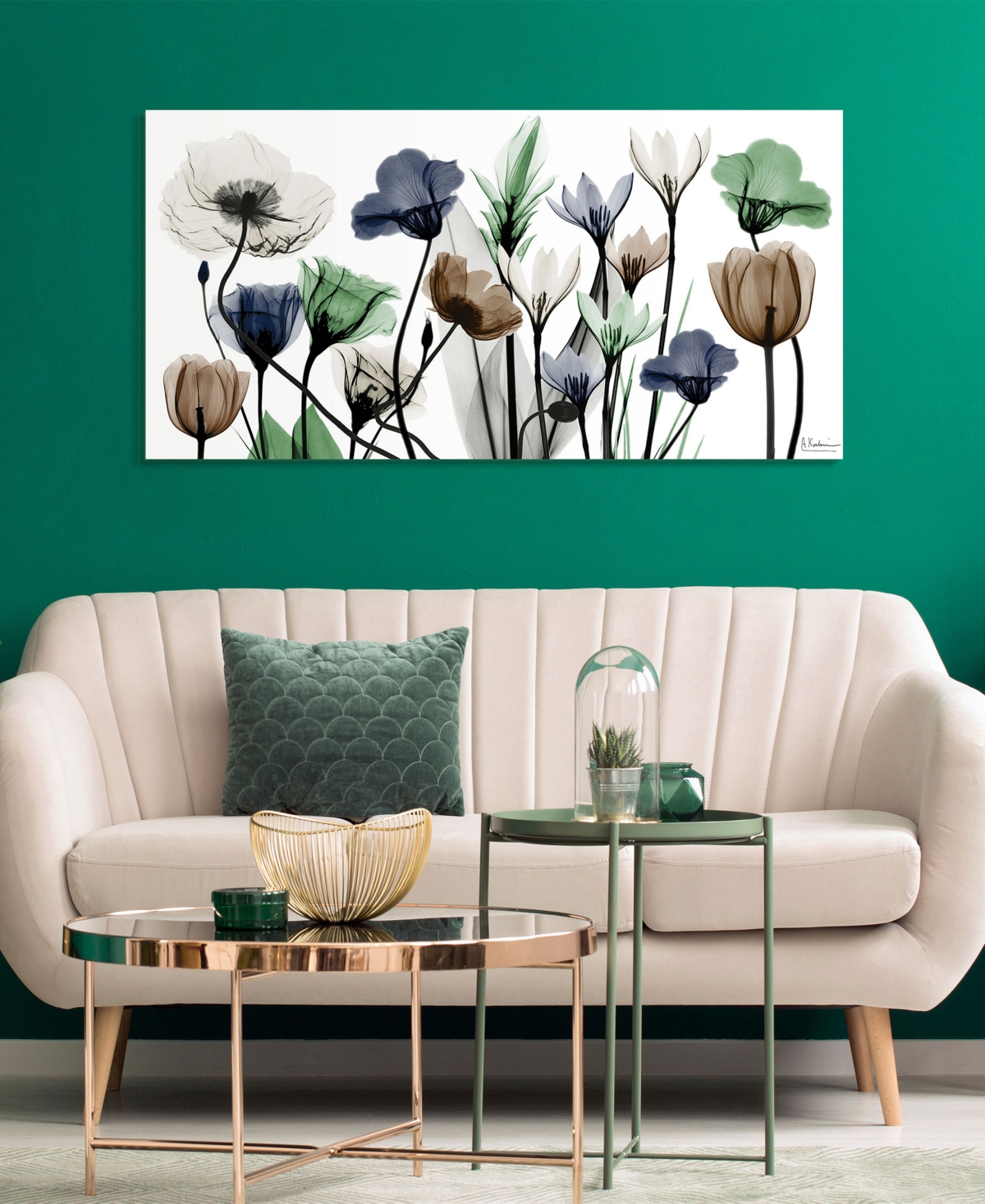 Shop Empire Art Direct "floral Landscape" Frameless Free Floating Tempered Glass Panel Graphic Wall Art, 24" X 48" X 0.2" In Multi-color