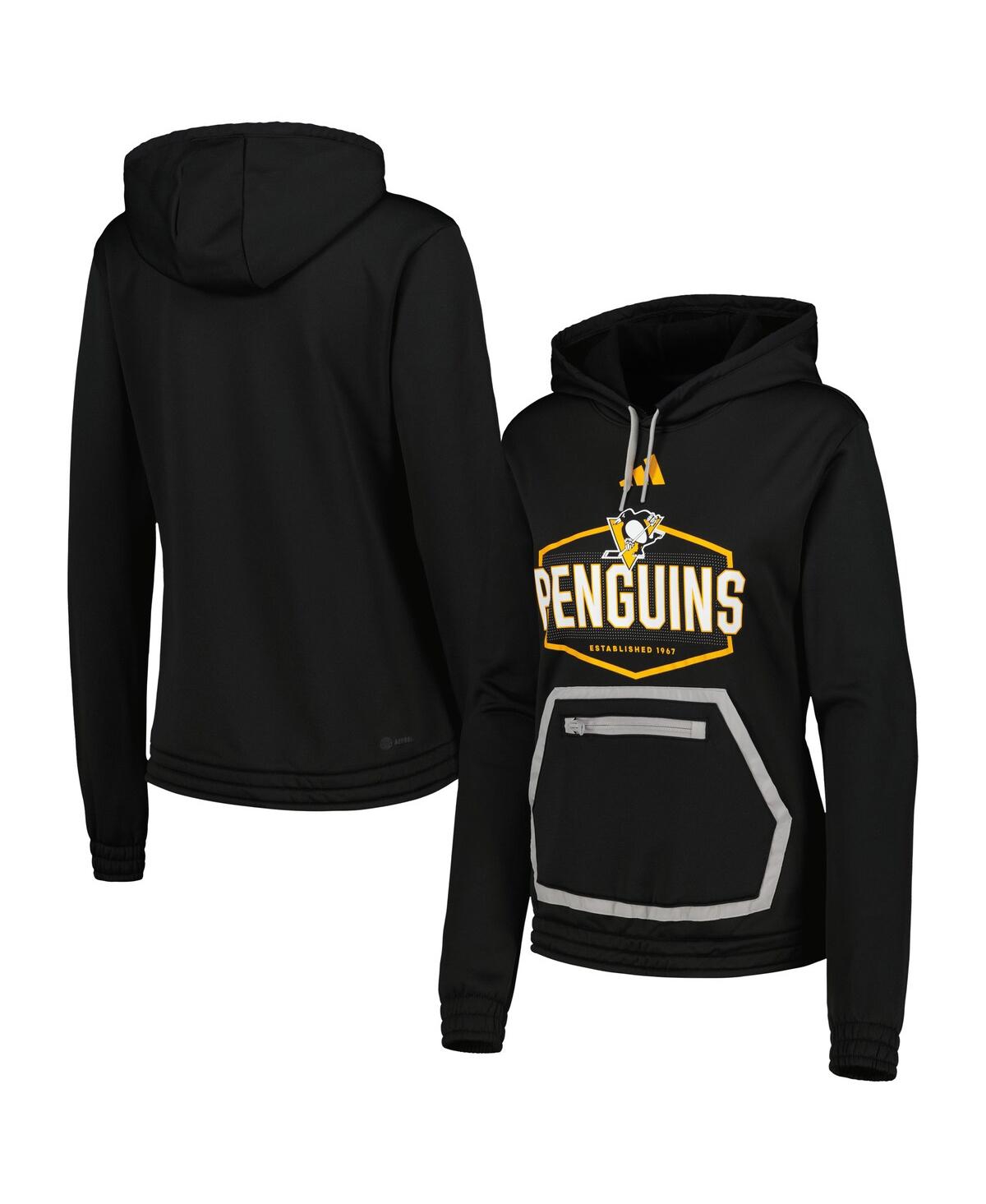 Shop Adidas Originals Women's Adidas Black Pittsburgh Penguins Team Pullover Hoodie