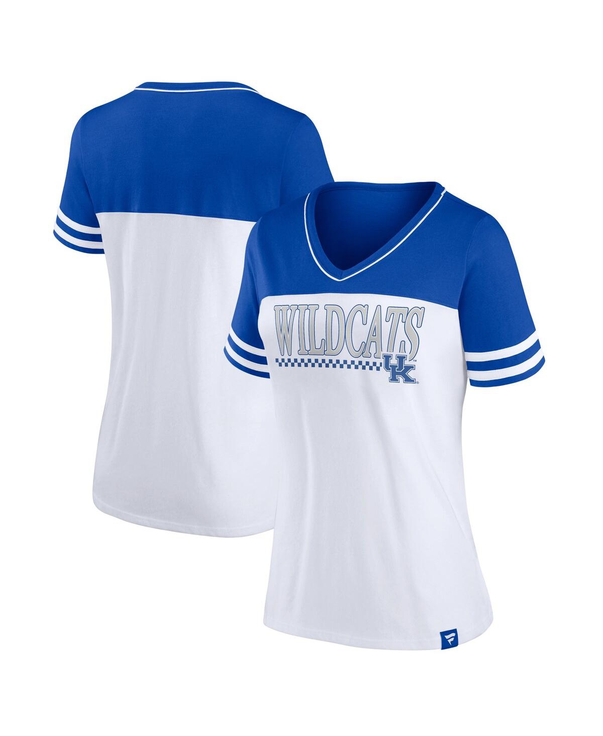 Shop Profile Women's  White, Royal Kentucky Wildcats Plus Size Field Game V-neck T-shirt In White,royal