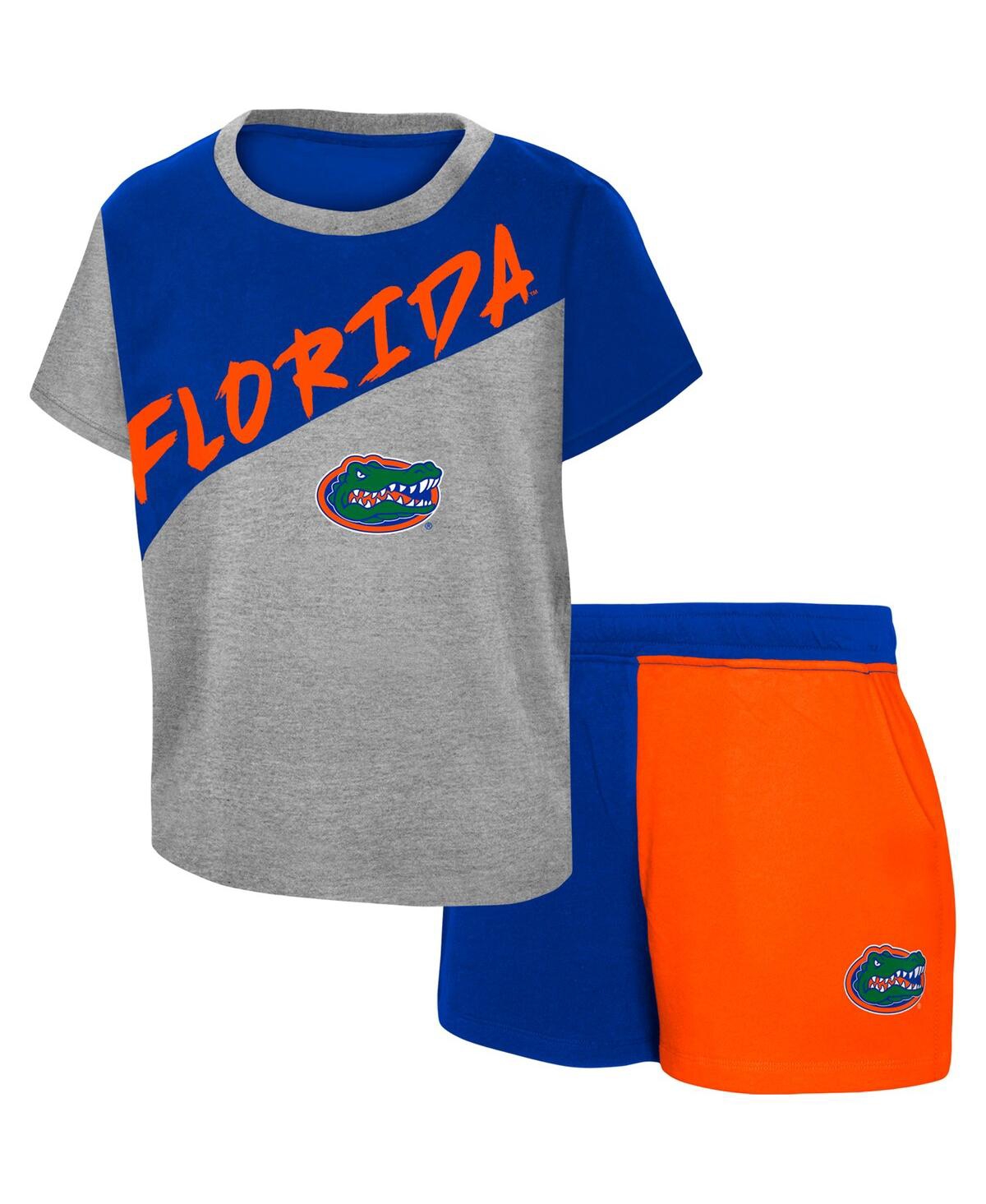 Outerstuff Babies' Toddler Boys And Girls Heather Gray Florida Gators Super Star T-shirt And Shorts Set