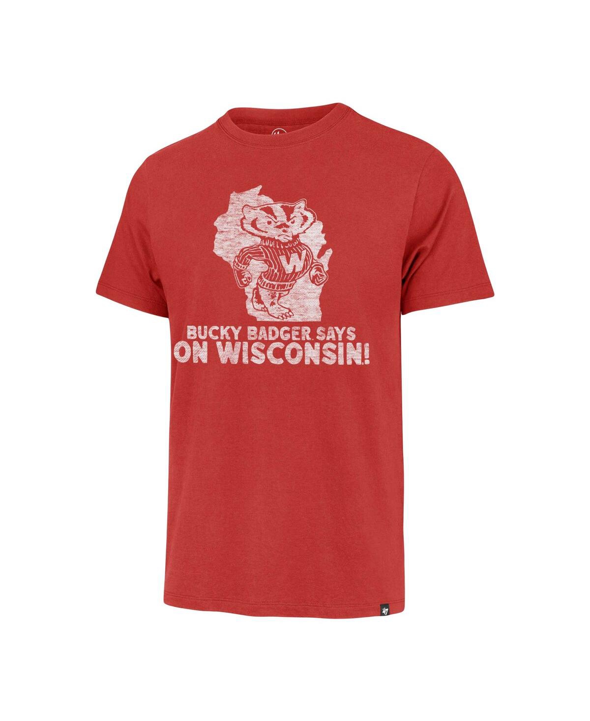 Shop 47 Brand Men's ' Red Distressed Wisconsin Badgers Article Franklin T-shirt