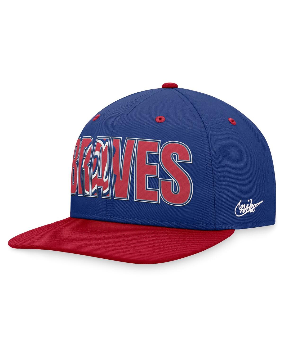 Shop Nike Men's  Royal Atlanta Braves Cooperstown Collection Pro Snapback Hat