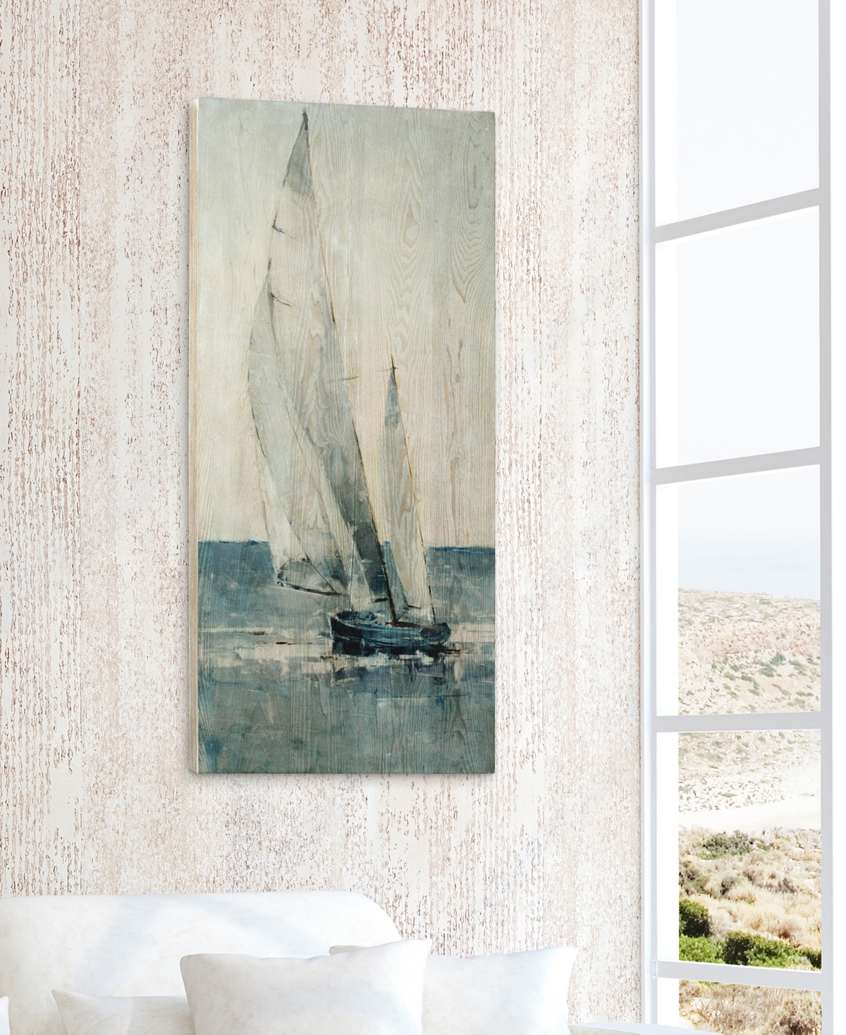 Shop Empire Art Direct "gray Seas I" Fine Giclee Printed Directly On Hand Finished Ash Wood Wall Art, 48" X 24" X 1.5"