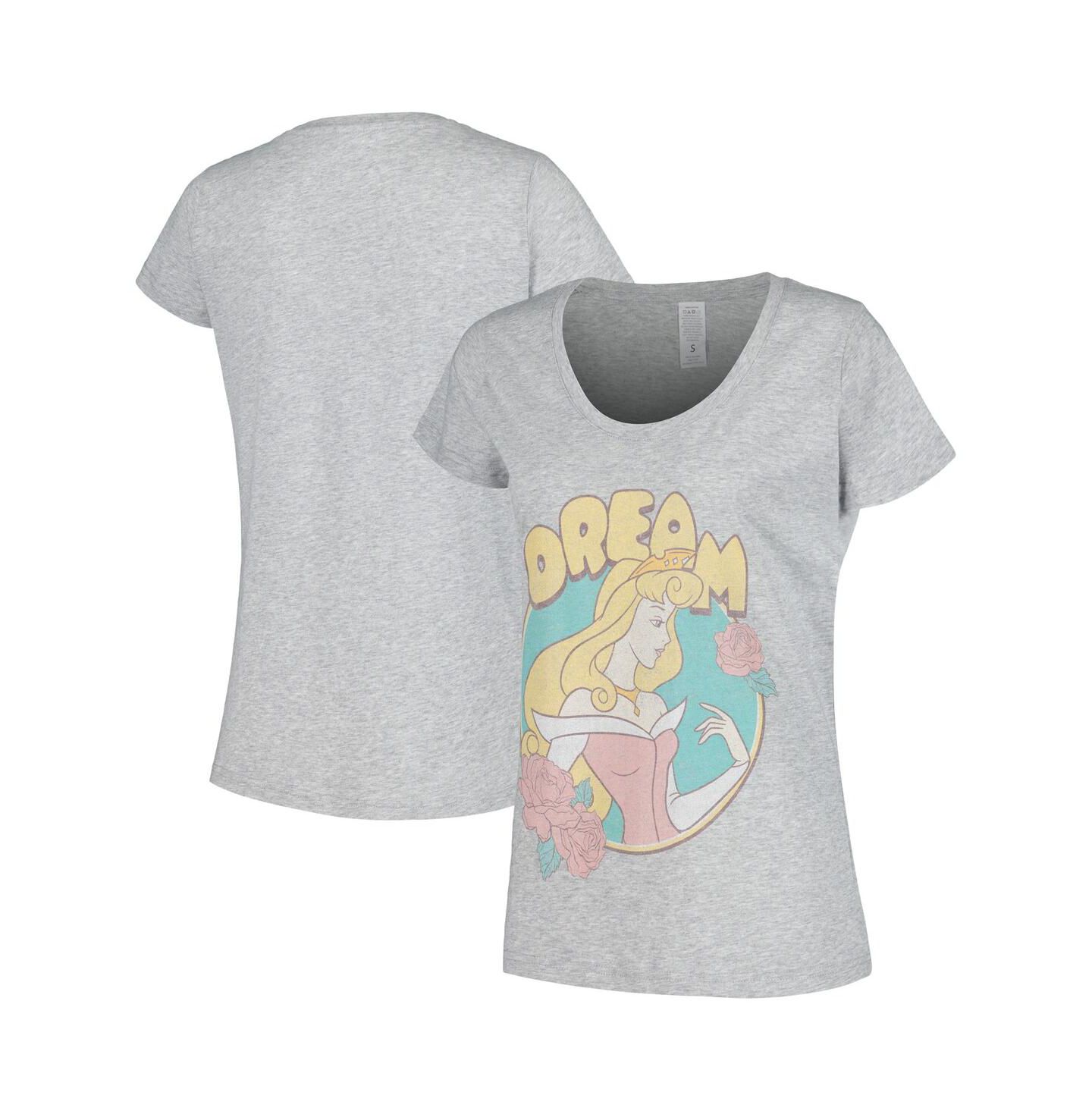 Женская футболка Mad Engine Heather Gray Sleeping Beauty Dream Aurora Scoop Neck — фото 1