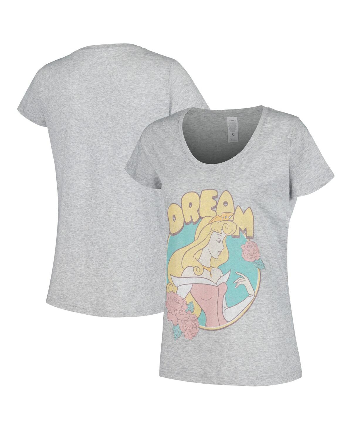 Women's Mad Engine Heather Gray Sleeping Beauty Dream Aurora Scoop Neck T-shirt - Heather Gray