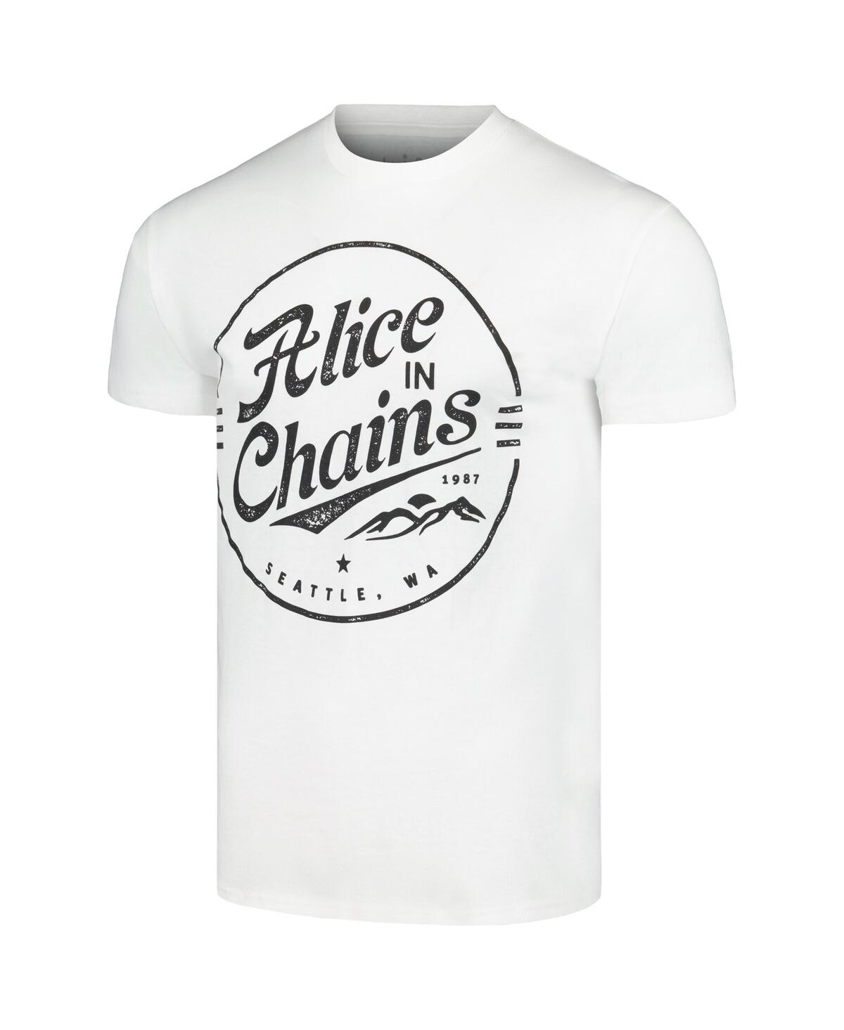 Shop Manhead Merch Men's White Alice In Chains Seattle Stamp T-shirt
