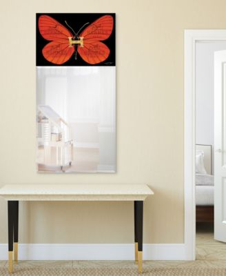 "Designer Butterfly" Rectangular Beveled Mirror on Free Floating Printed Tempered Art Glass, 48" x 24" x 0.4"