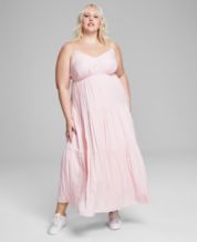Macy's pink dress plus size sales