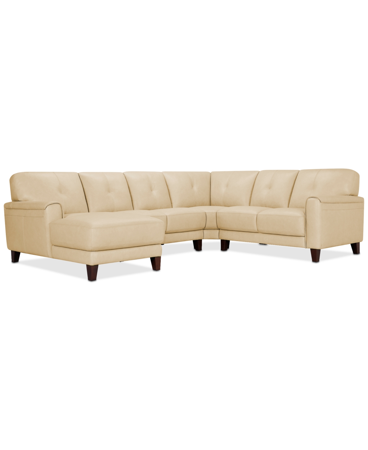 Macy's Ashlinn 120" 4-pc. Pastel Leather Sectional, Created For  In Butter Yellow