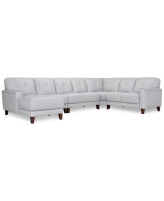 CLOSEOUT! Ashlinn 144" 5-Pc. Pastel Leather Sectional, Created for Macy's