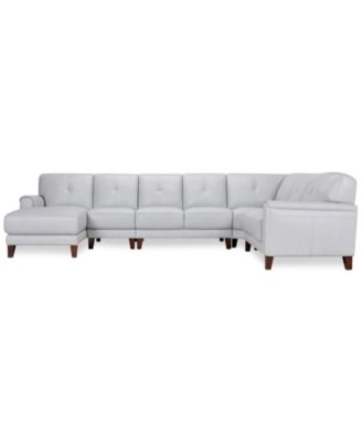 CLOSEOUT! Ashlinn 144" 5-Pc. Pastel Leather Sectional, Created for Macy's