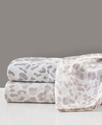 Madison Park Essentials Printed Satin Sheet Set In Taupe Leopard