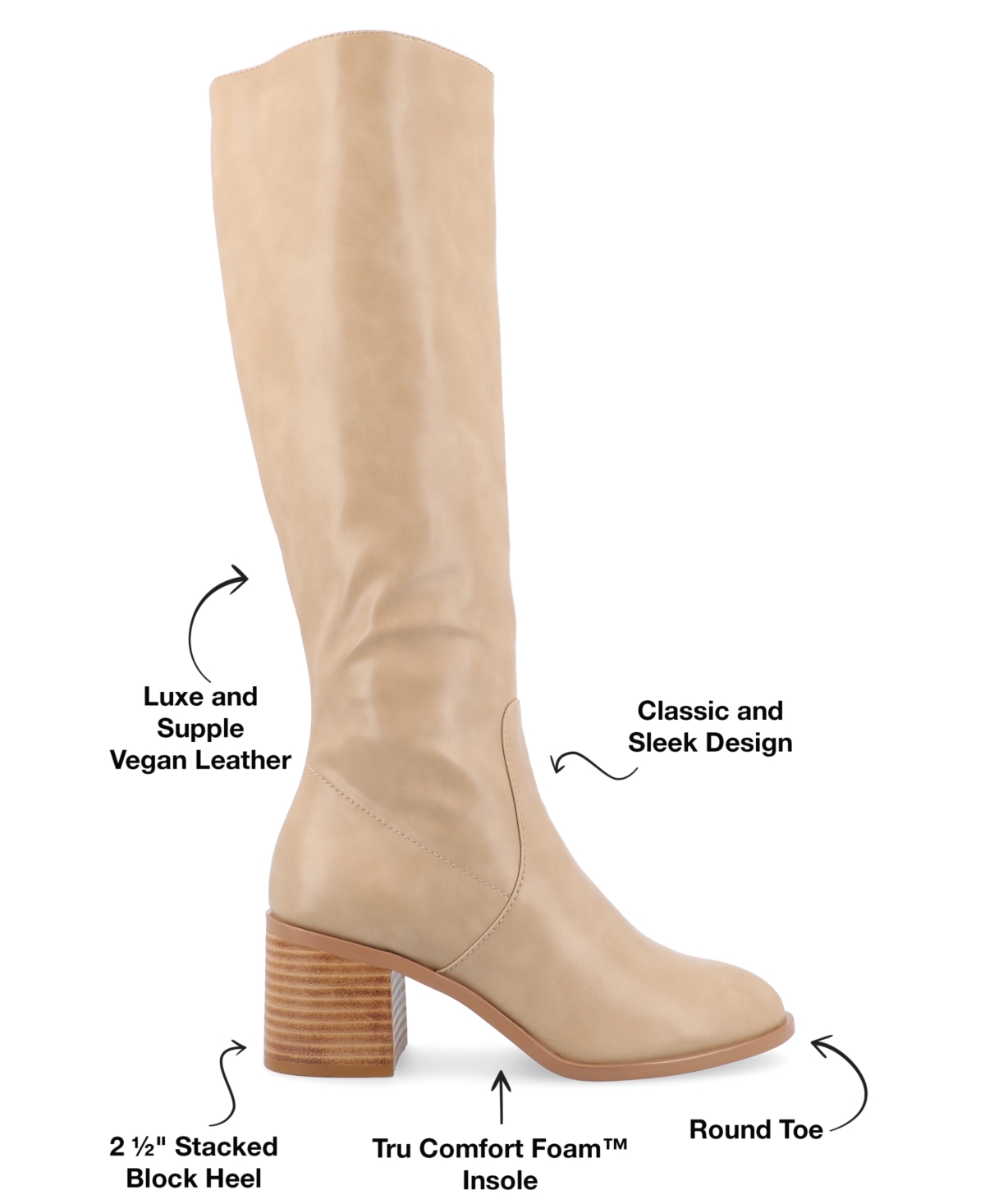 Journee Collection Women's Romilly Wide Width Wide Calf Round Toe Block Heel Knee High Boots