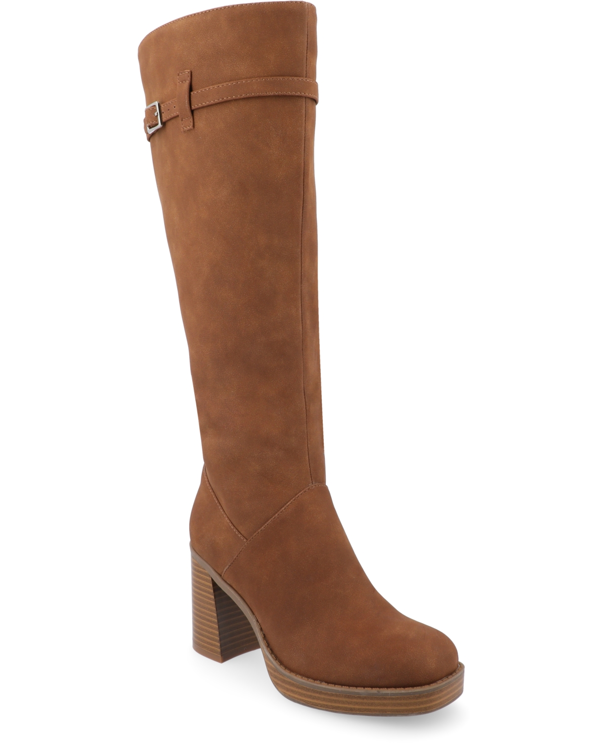 Shop Journee Collection Women's Letice Tru Comfort Foam Platform Square Toe Regular Calf Boots In Brown