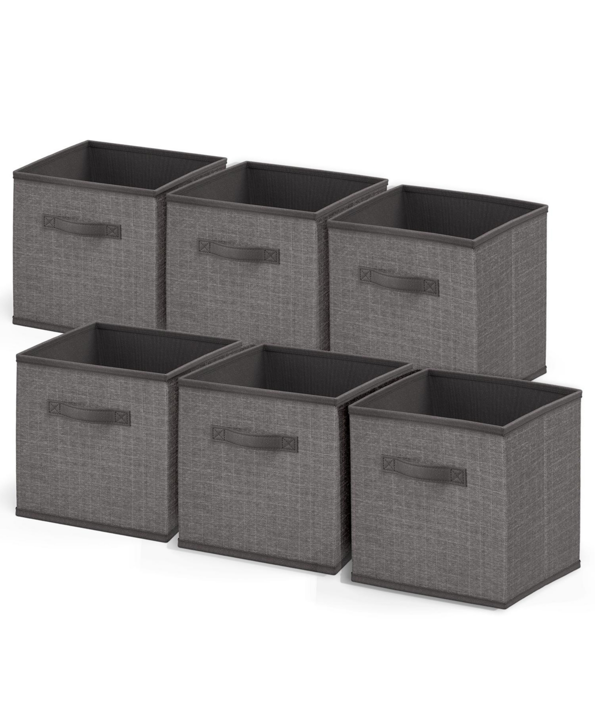 Foldable Fabric Cube Storage Bins with Handles - 6 Pack - Grey