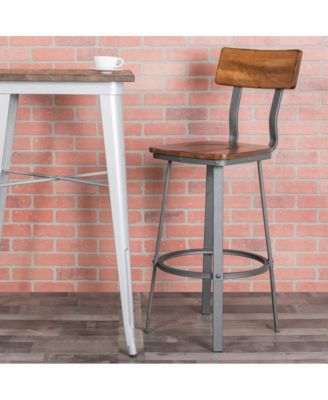 Restaurant Barstool With Wood Seat & Back And Powder Coat Frame