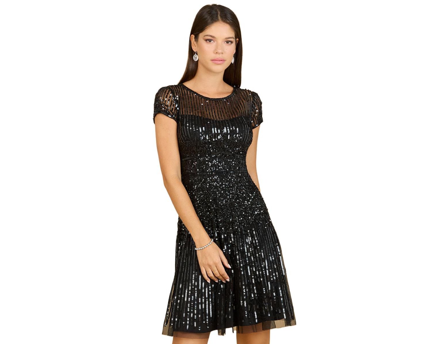Women's Cap Sleeve Sequin Short Dress