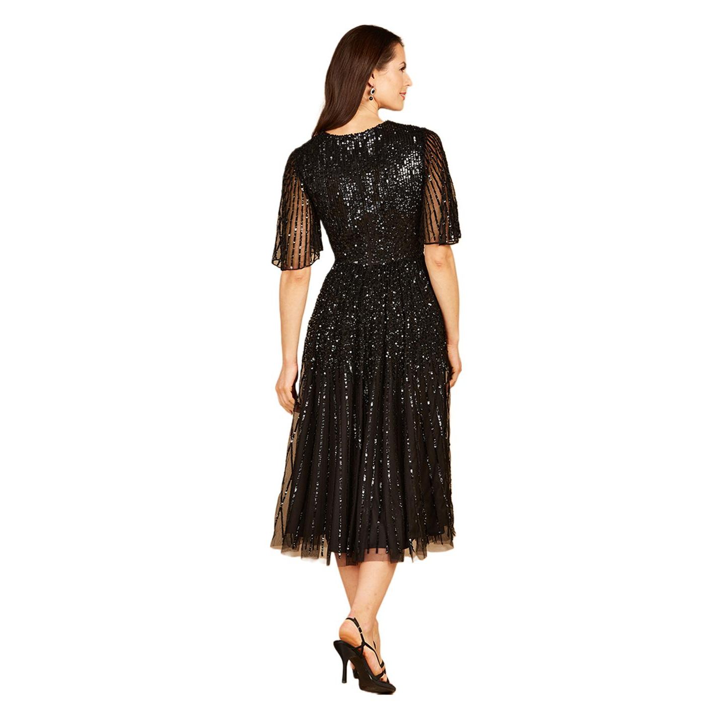 Женское платье Lara Flowing, Sequin Midi Dress with Short Sleeves, цвет: Чёрный — фото 2