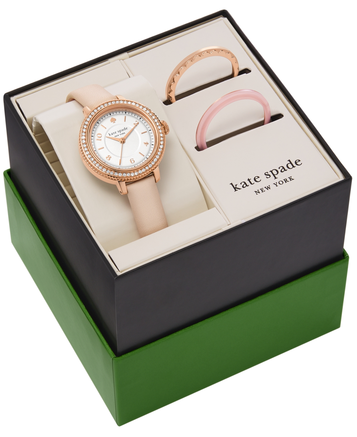 kate spade new york Women's Morningside Three HandPro-Planet Leather Watch 28mm Gift Set - Pink