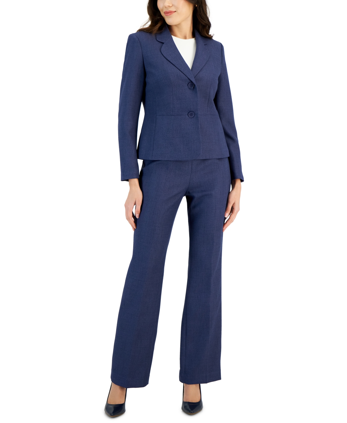 Women's Notch-Collar Pantsuit, Regular and Petite Sizes - Deep Cobalt