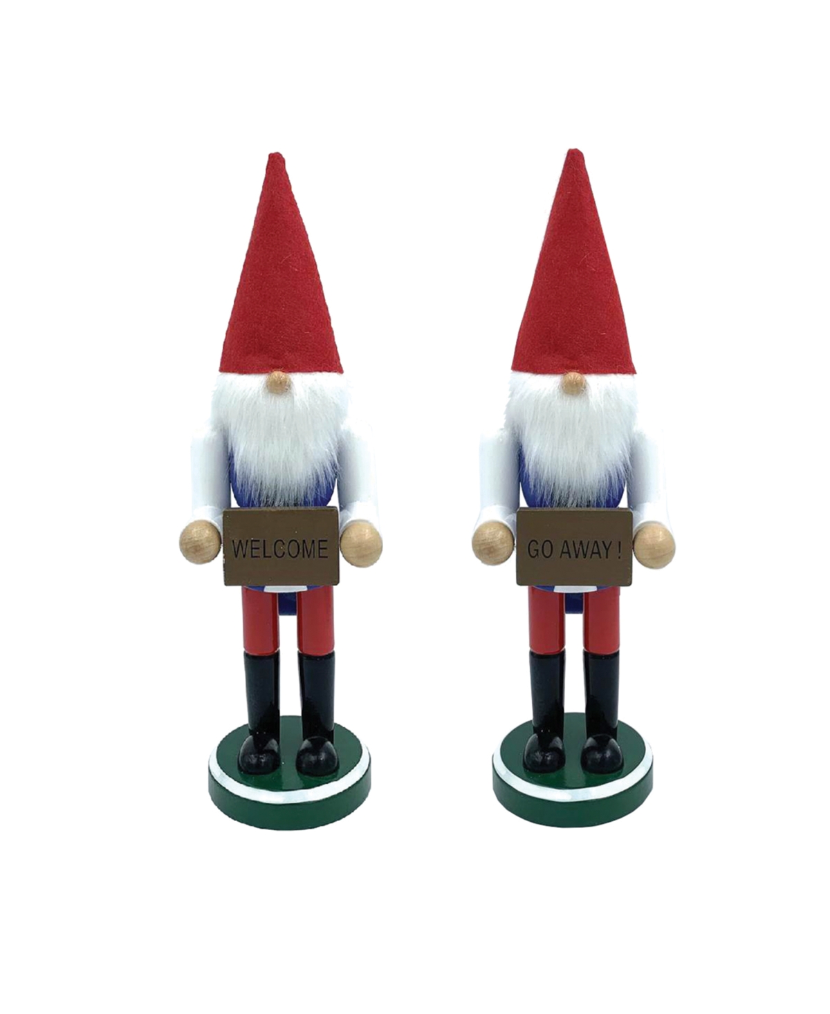 12" Welcome and Go Away Gnome Nutcracker, Set of 2 - Multi