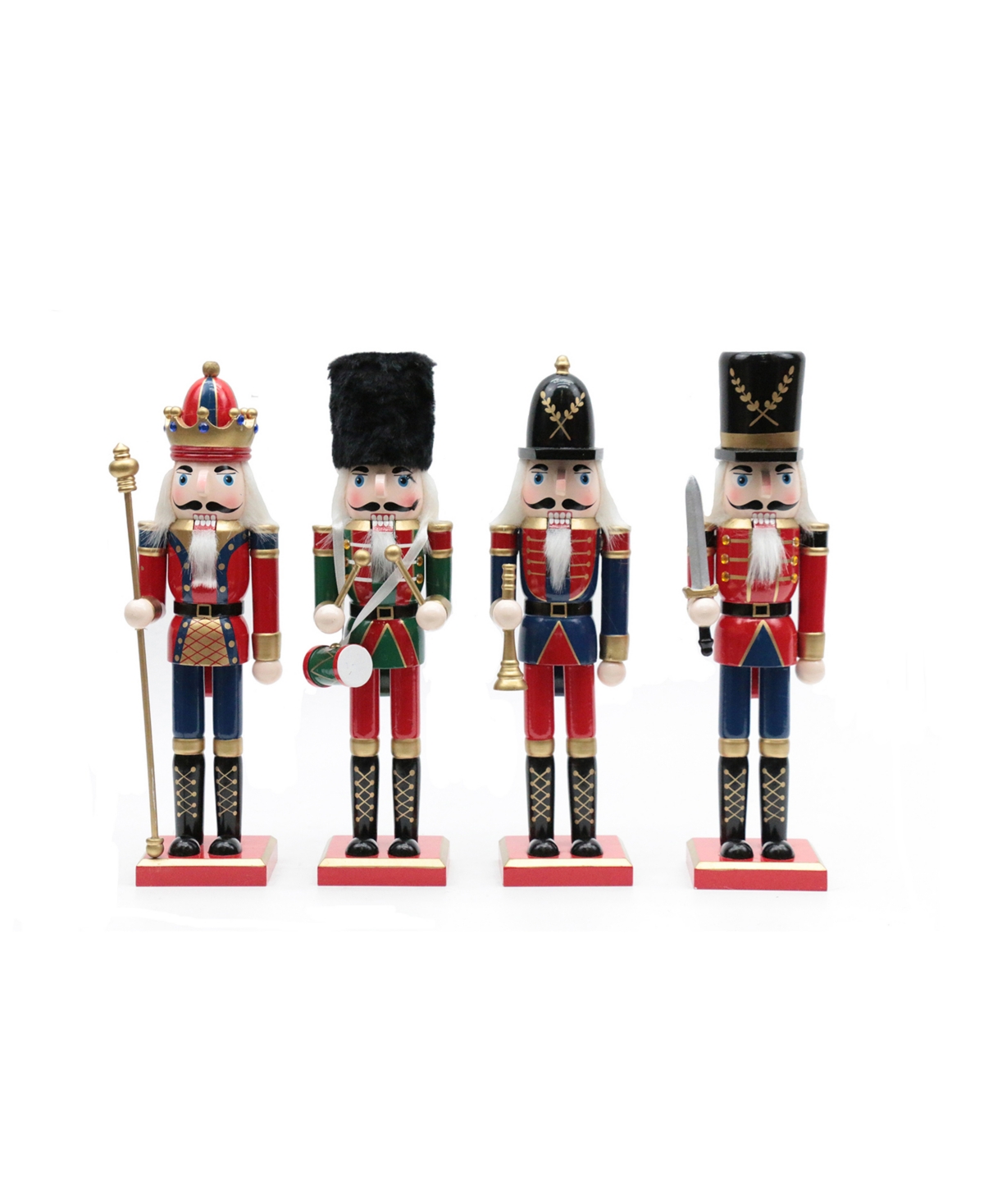12" King and Guard Nutcrackers, Set of 4 - Multi