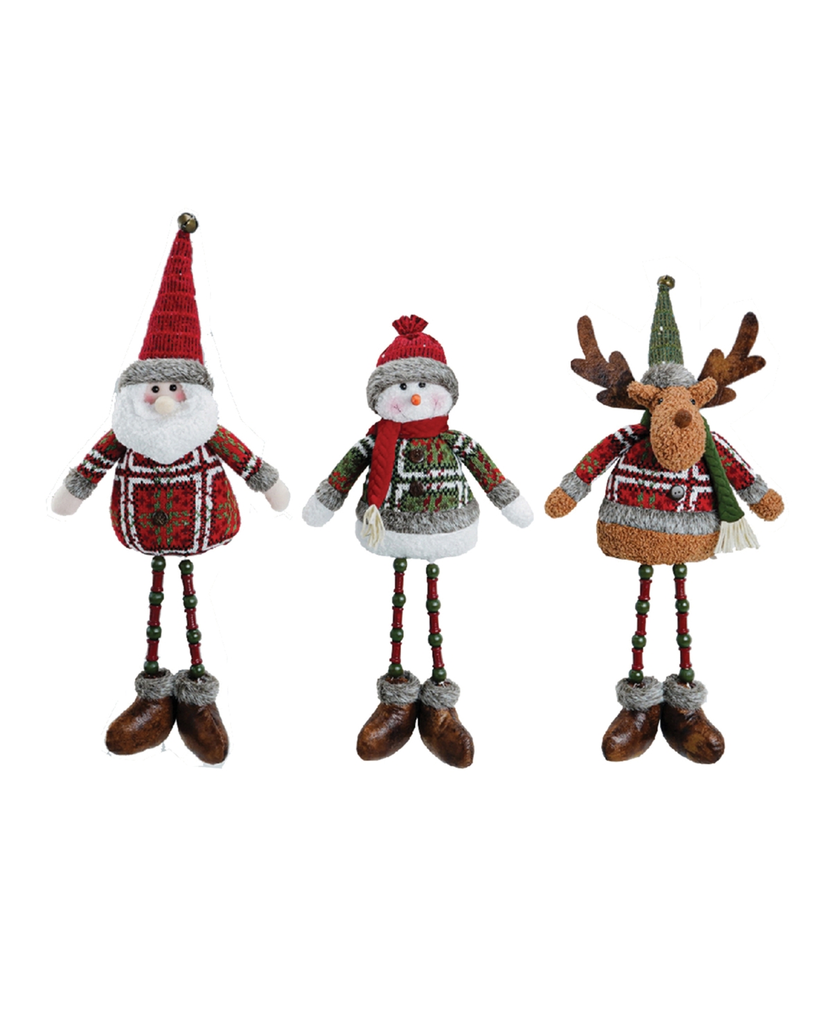 17.5" Xmas Time Sitters, Set of 3 - Red