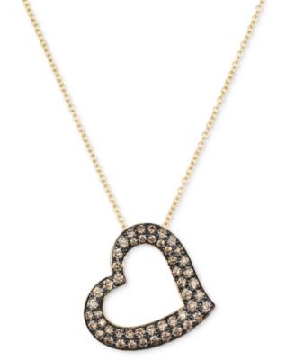 Le Vian - Chocolate Diamond Heart (5/8 ct. t.w.) 18" Adjustable Pendant Necklace in 14k Gold