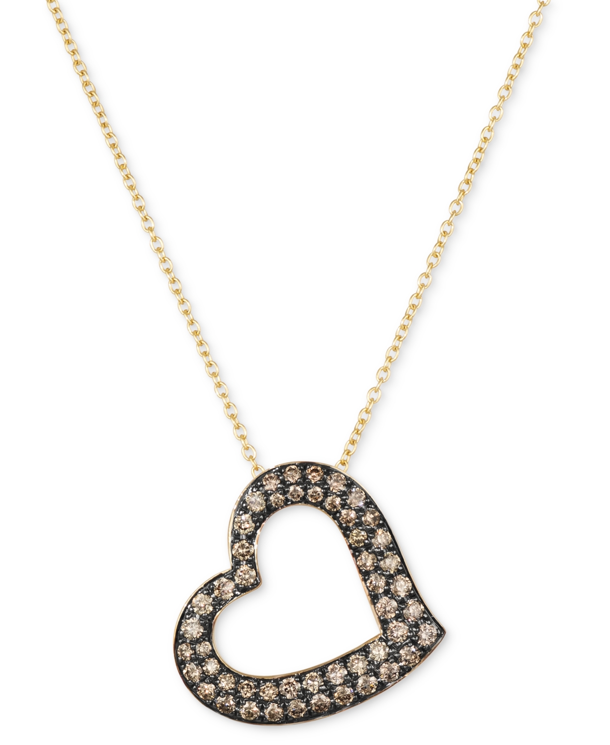 Le Vian Chocolatier Chocolate Diamond Heart (5/8 Ct. T.w.) 18" Adjustable Pendant Necklace In 14k Gold In K Honey Gold Pendant